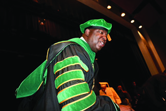 KSU President M. Christopher Brown II addresses students, staff and alumni at the annual Founders Day Convocation, which is part of the universitys homecoming events.