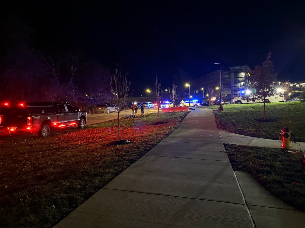 Authorities at crime scene on the south campus of Kentucky State University.